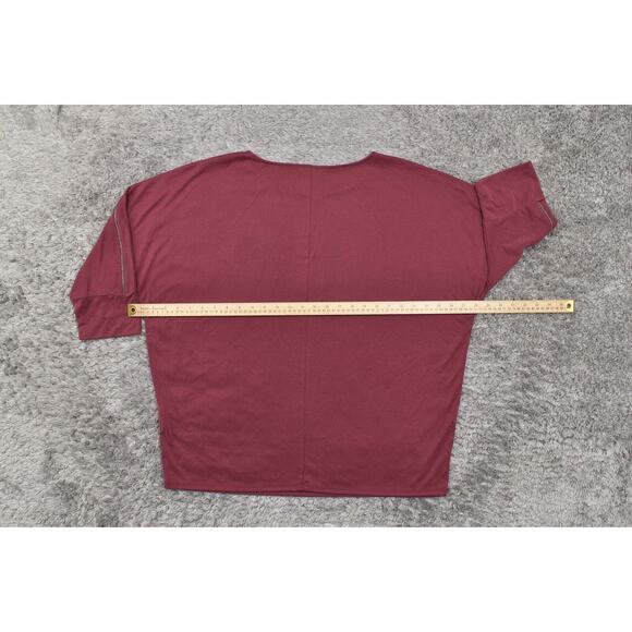 NEW Chico's Size 3 Red Short Sleeve Solid Modal Blend Blouse Top Crew Neck - Picture 4 of 9